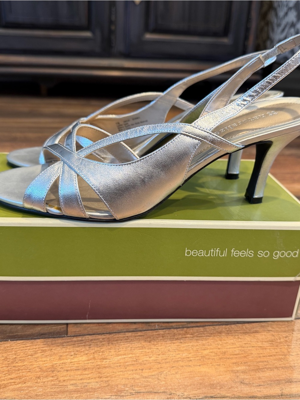 Naturalizer Amour Silver Slingback Heeled Sandals